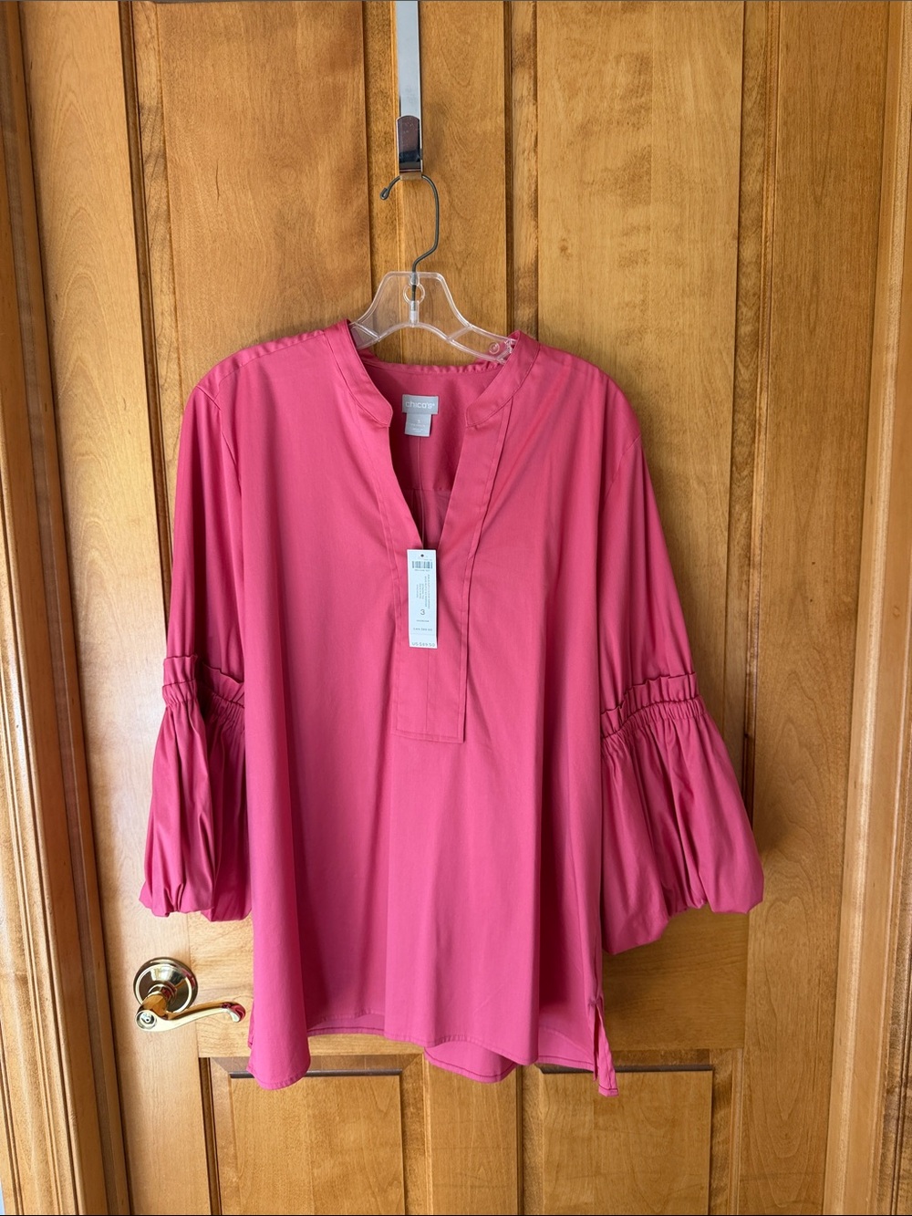 Chico's Pink Balloon-Sleeve Tunic